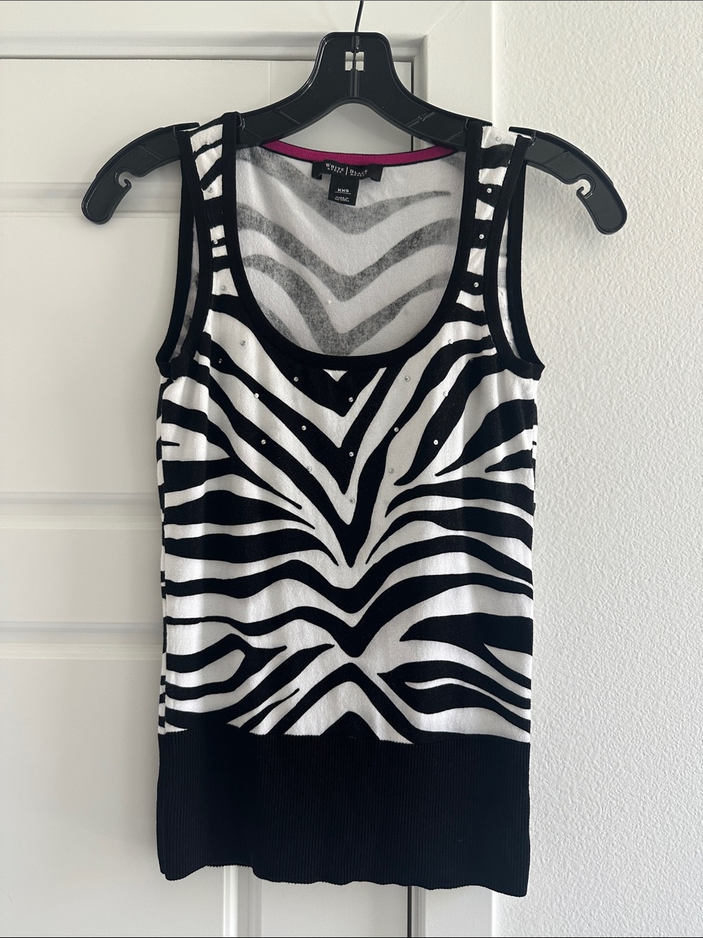 White House Black Market Black & White Zebra Print Tank XXS